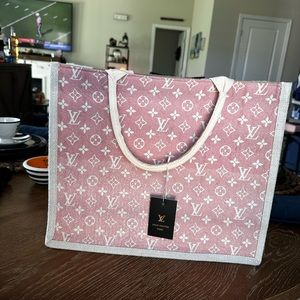 Louis Vuitton up-cycled pink scarf tote